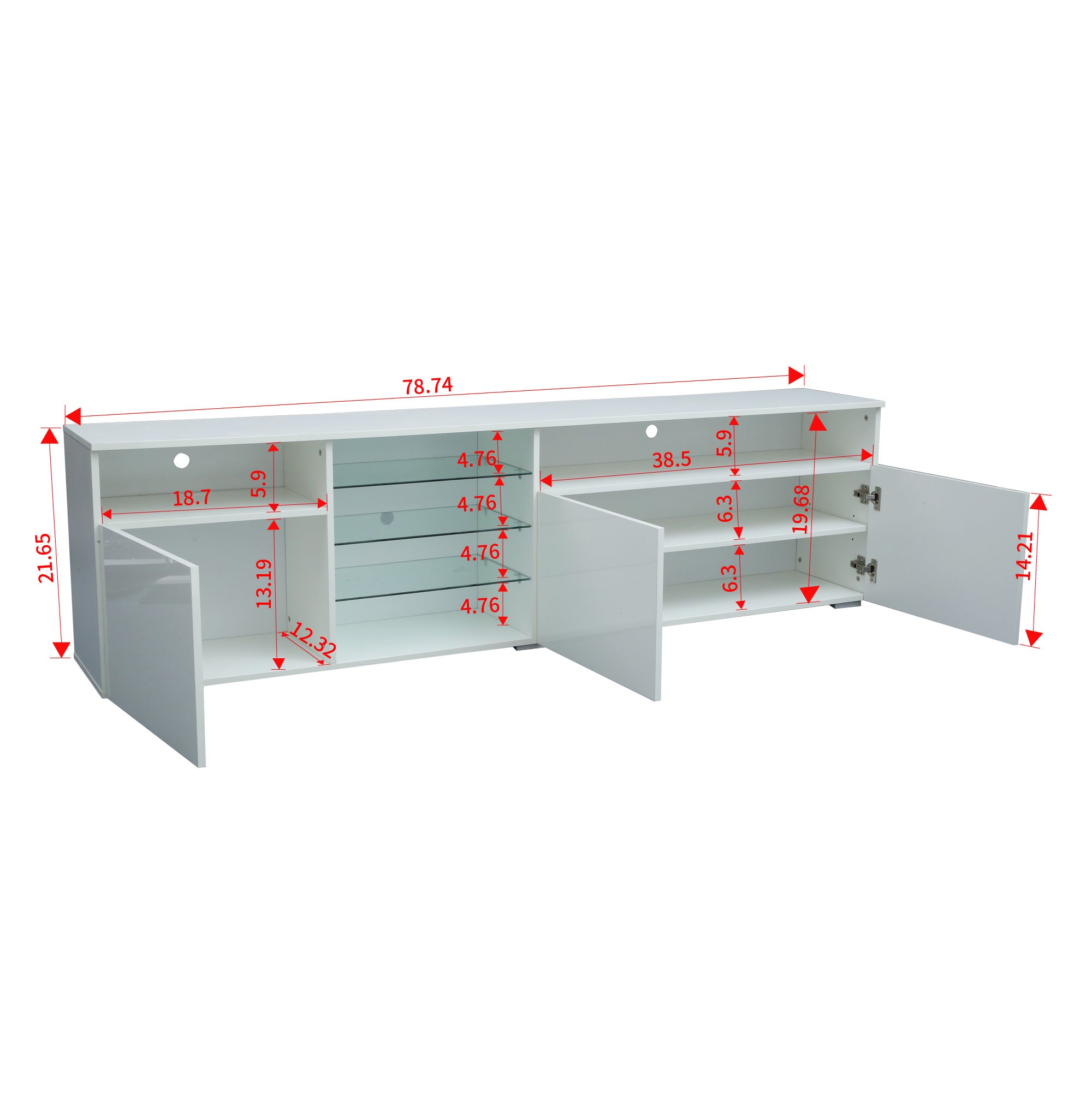 TV Stand  High Gloss Doors Modern TV Stand LED (White)