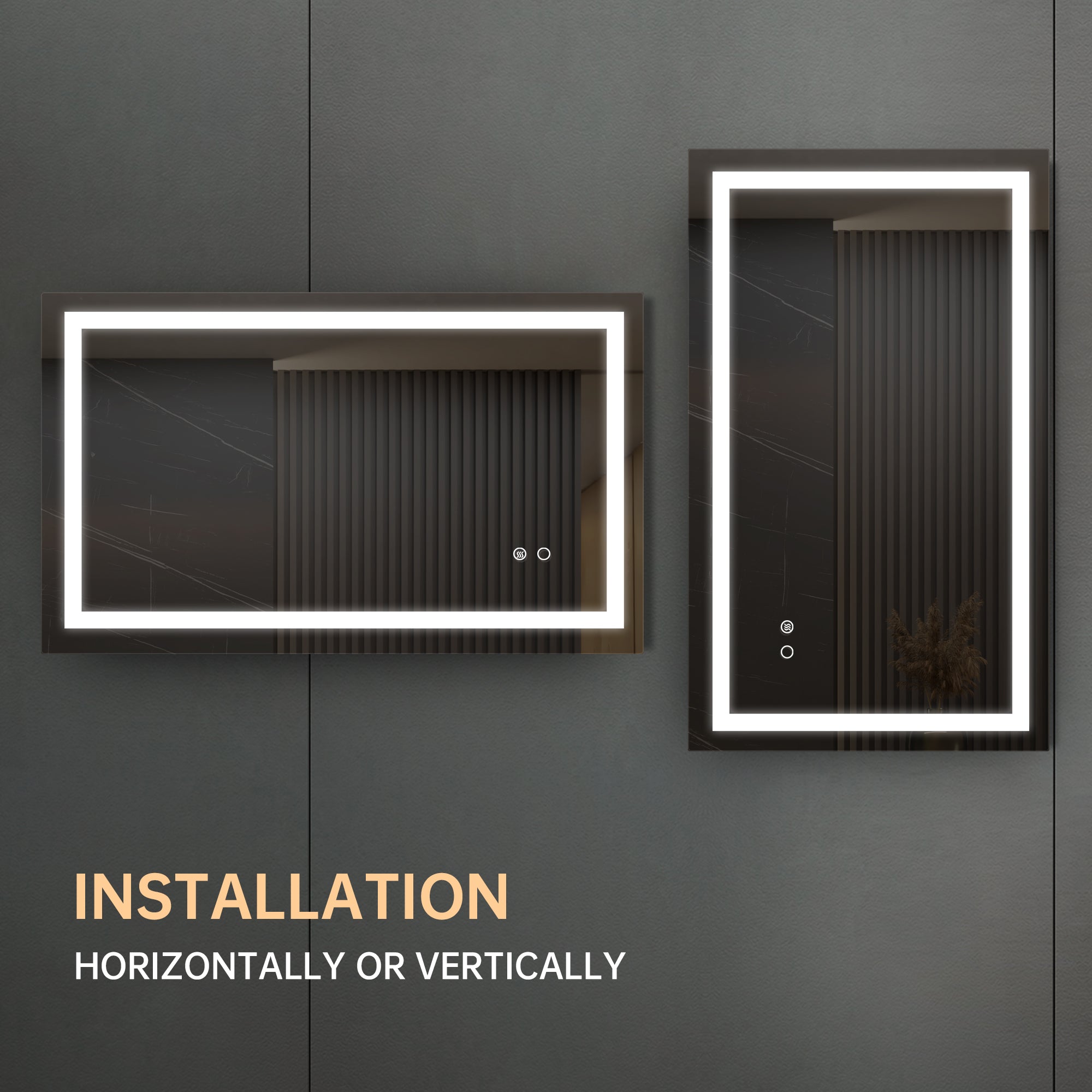 LED Lighted Bathroom Wall Mounted Mirror with High Lumen+Anti-Fog Separately Control+Dimmer Function 40 *24