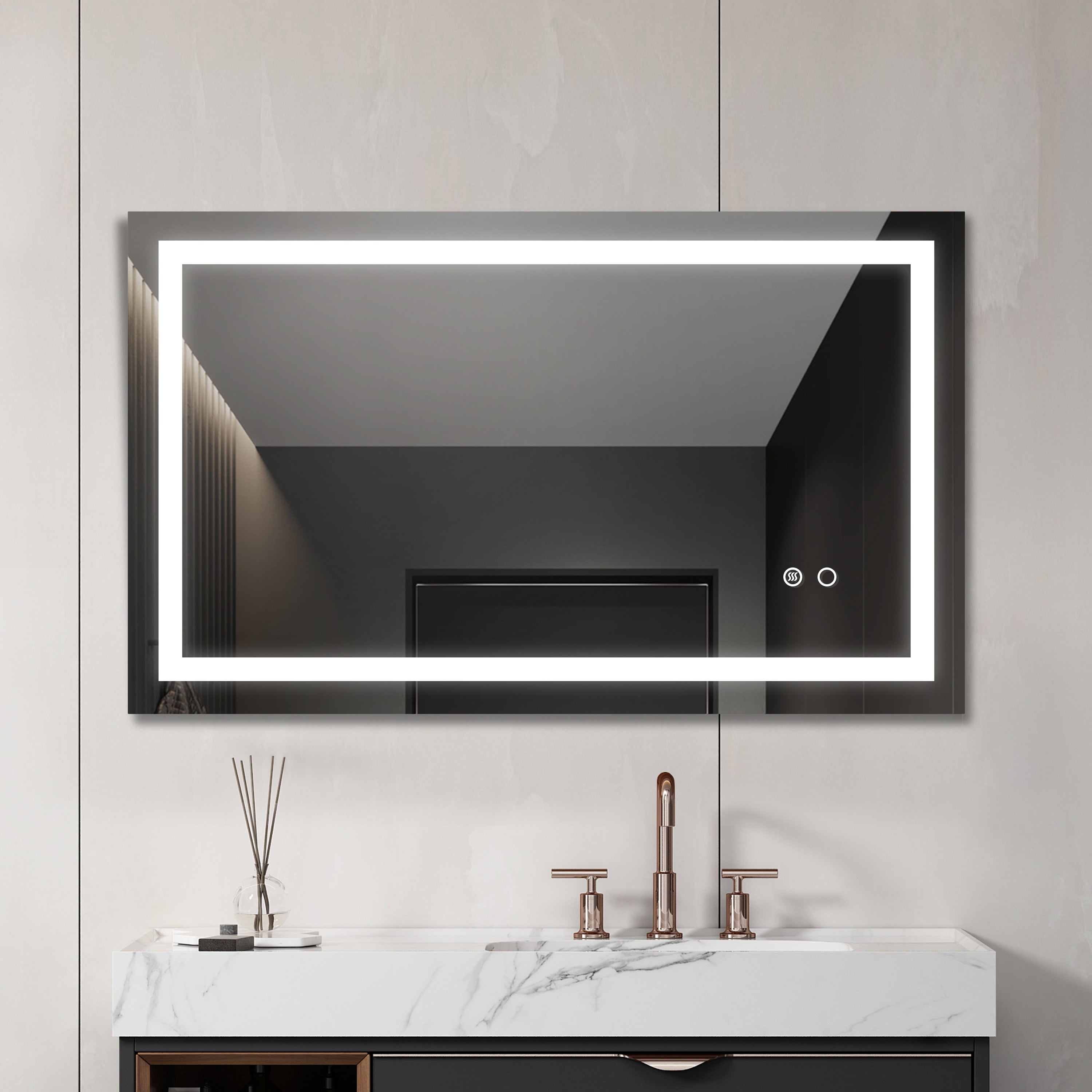 LED Lighted Bathroom Wall Mounted Mirror with High Lumen+Anti-Fog Separately Control+Dimmer Function 40 *24