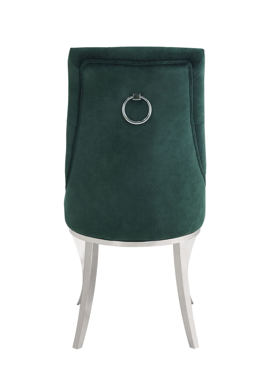 Dekel Side Chair (Set-2), Green Fabric & Stainless Steel 70142