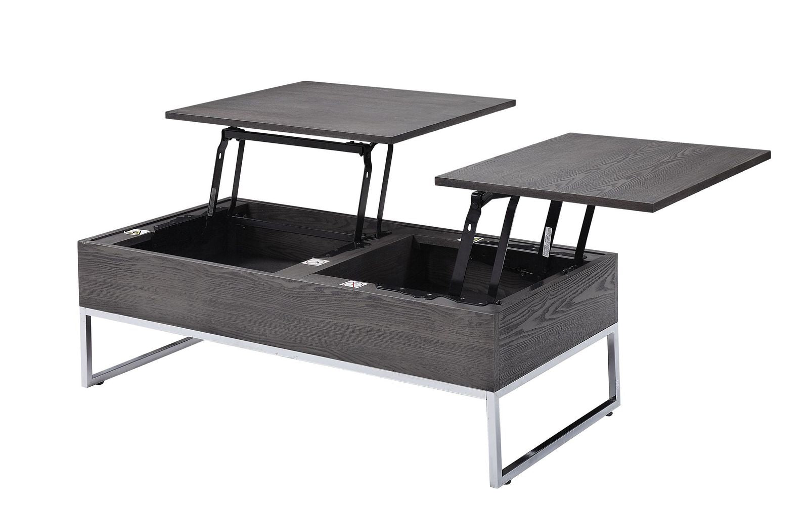 Iban - Coffee Table w/Lift Top, Gray Oak  Chrome 81170