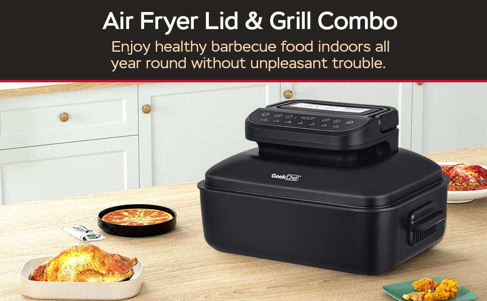 Geek Chef 7 In 1 Smokeless Electric Indoor Grill,  Portable 2 in 1 Indoor Tabletop Grill & Griddle Ban on Amazon