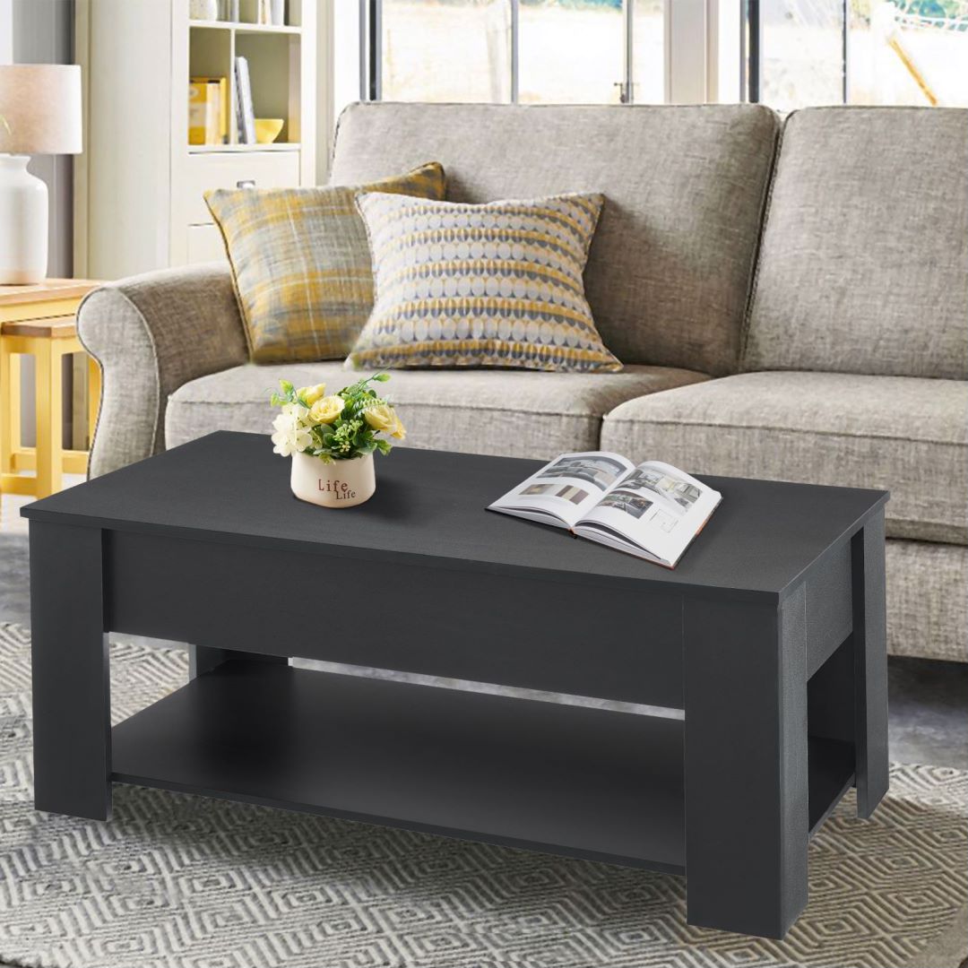 Lift Top Coffee Table with Storage Compartment, Black